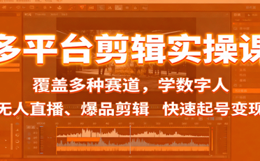 多平台剪辑实操课:覆盖多种赛道,学数字人、无人直播、爆品剪辑,快速起号变现