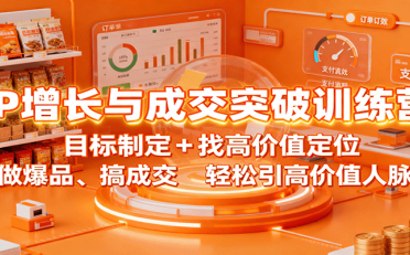 IP增长与成交突破训练营:目标制定+找高价值定位,做爆品、搞成交,轻松引高价值人脉