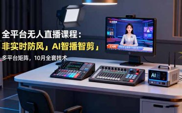全平台无人直播课程:非实时防风+AI智播智剪+多平台矩阵,10月全套技术
