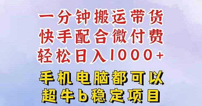 快手黑科技一分钟搬运带货,一刀不剪过原创,微付费投流玩法,轻松日入…