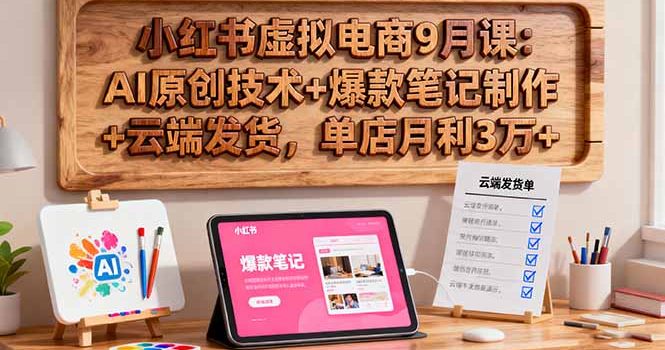 小红书虚拟电商9月课:AI原创技术+爆款笔记制作+云端发货,单店月利3万+