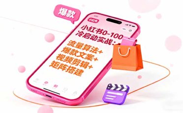 小红书0-100冷启动实战:流量算法+爆款选品+爆款文案+视频剪辑+矩阵搭建