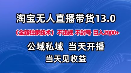 淘宝无人直播13.0,公域私域技术,不封号,不违规布局下半年旺季赛道,日入1K+(独家技术)【揭秘】