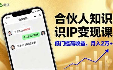 合伙人知识IP变现课,微信生态,内容创作与爆款打造,全网引流,新手月入2w+