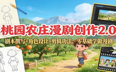 桃园农庄漫剧创作2.0：剧本撰写+角色设计+剪辑功法，零基础学做漫剧