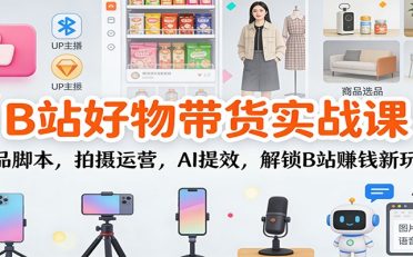 B站好物带货实战课:选品脚本,拍摄运营,AI提效,解锁B站赚钱新玩法