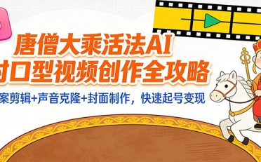 “大乘活法”AI对口型视频创作全攻略：文案剪辑+声音克隆+封面制作，快速起号变现
