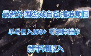 最新外国游戏自动搬砖项目，单号100+，可以矩阵操作，新手也可做【揭秘】