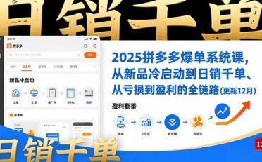 2025拼多多爆单系统课，从新品冷启动到日销千单、从亏损到盈利的全链路(更新12月
