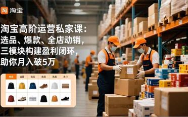 淘宝高阶运营私家课：选品、爆款、全店动销，三模块构建盈利闭环，助你月入破5万(更新12月