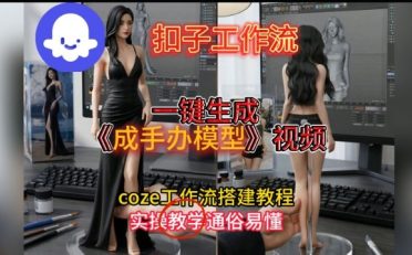 一键生成手办模型视频Coze扣子工作流搭建教，通俗易懂，零剪辑基础也能上手