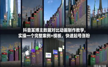抖音某博主数据对比动画制作教学，实操完整案例+模板，快速起号涨粉