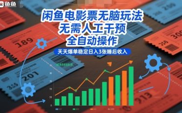 闲鱼电影票无脑玩法，无需人工干预，全自动操作，天天爆单稳定日入3张睡后收入【揭秘】