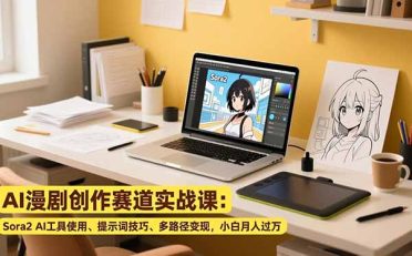 AI漫剧创作赛道实战课：Sora2 AI工具使用、提示词技巧、多路径变现，小白月入过万