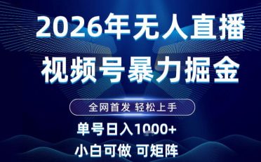 2026最新视频号无人直播掘金，全网首发，小白可以玩，长期稳定日入1k+【揭秘】
