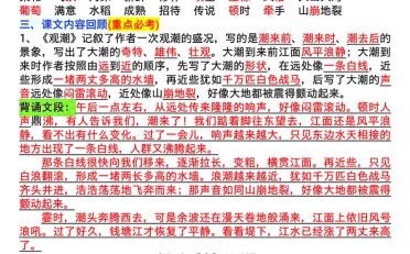 四年级上册语文期末复习重点知识点（必背）16页