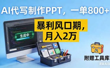 AI代写制作PPT，一单800+， 暴利风口期，月入2万【附工具】