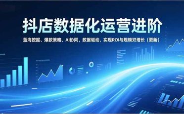 抖店数据化运营进阶，蓝海挖掘、爆款策略、AI协同，数据驱动，实现ROI与规模双增长(更新