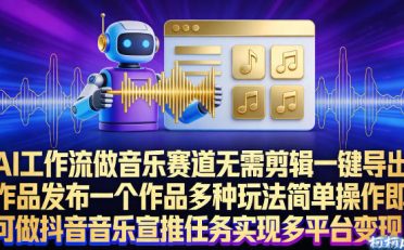 AI工作流做音乐赛道,无需剪辑,一键导出作品发布,一个作品多种玩法,简单操作即可做抖音音乐宣推任务