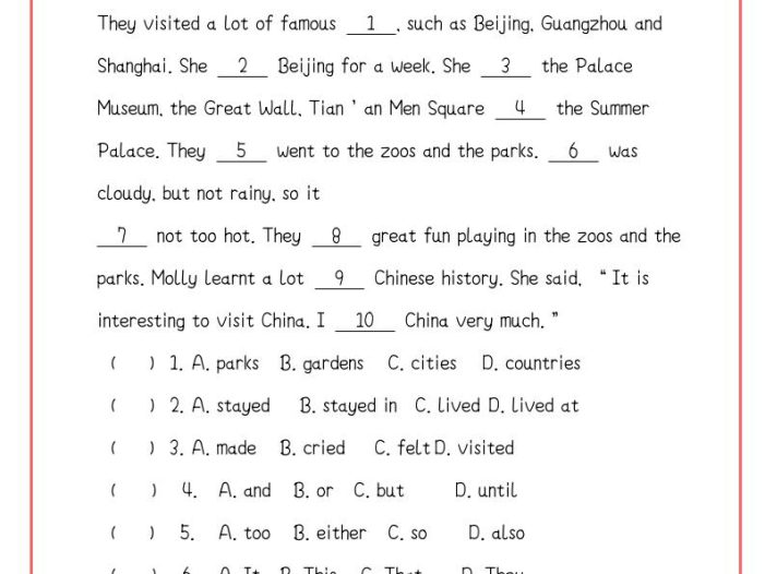 【2025秋新版】九年级英语上册：完形填空期末复习过关练习（5篇）