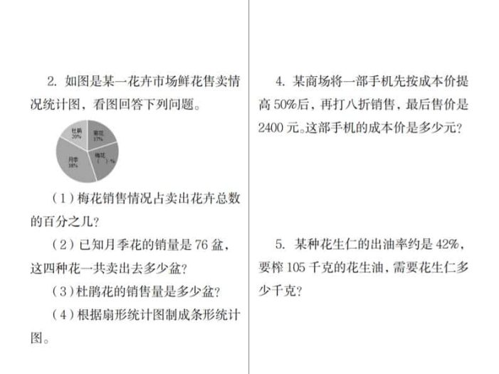 六年级上数学期末解决问题应用题