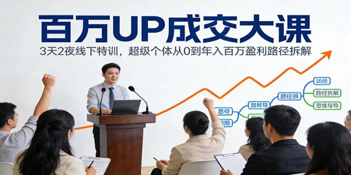 百万UP成交大课：3天2夜线下特训，超级个体从0到年入百万盈利路径拆解