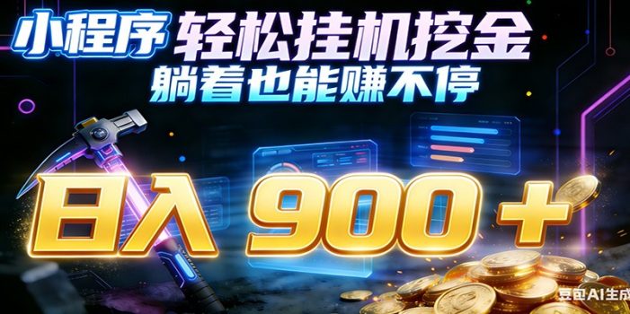 小程序挂机挖金，自动赚金币换现金，多号并行日入900+，轻松搞副业