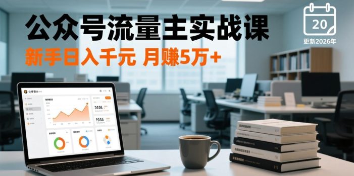 公众号流量主实战课，爆文写作、流量池运营、多平台分发，新手日入千元月赚5万+更新2026年