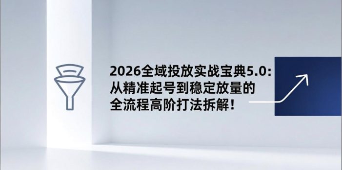 2026全域投放实战宝典5.0：从精准起号到稳定放量的全流程高阶打法拆解！