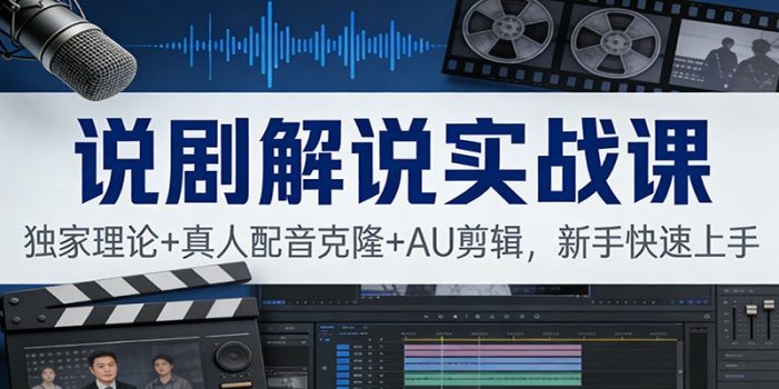 说剧解说实战课：独家理论+真人配音克隆+AU剪辑，新手快速上手