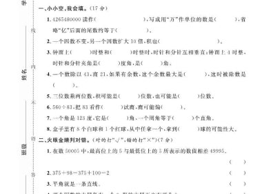 四年级上数学期末拔尖测试卷《西师版》