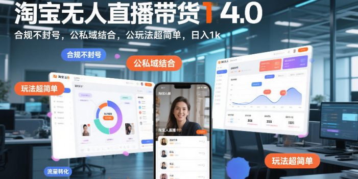 淘宝无人直播带货14.0(2026最新版)：合规不封号，公私域结合，玩法超简单，日入1k+【揭秘】