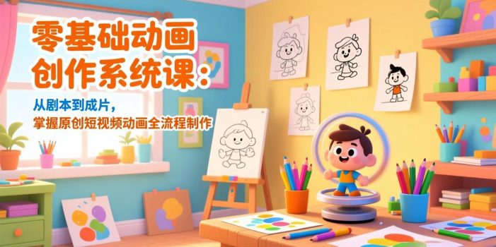 零基础动画创作系统课：从剧本到成片，掌握原创短视频动画全流程制作