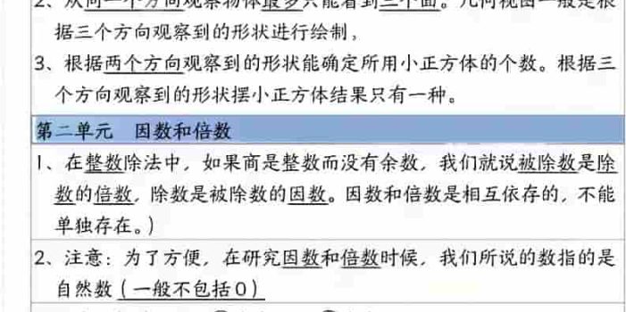 五年级下数学重点知识点汇总