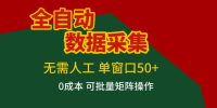 全自动数据采集项目，无需人工，单窗口可达50+收益，操作简单无难度，一个人也能轻松实现矩阵【揭秘】