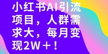 她通过这个AI项目每月做到2W＋的收入，最新小红书AI项目，人群需求大！