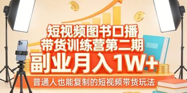 短视频图书口播带货训练营第二期，副业月入1W＋，普通人也能复制的短视频带货玩法