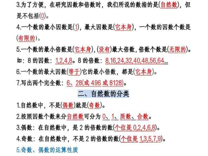 五年级下数学六大必背考点汇总