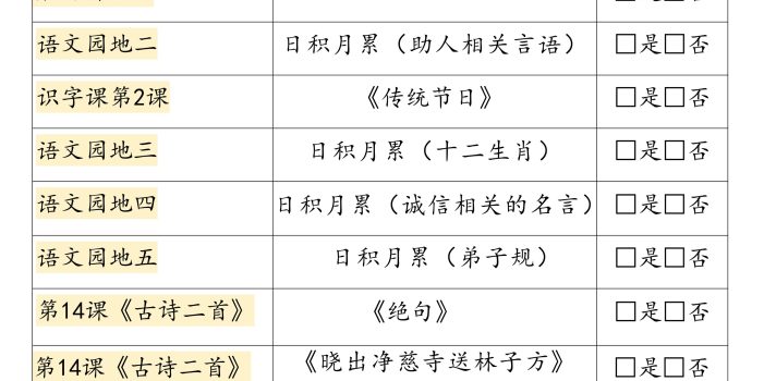 26春二下语文寒假预习背诵与默写（必背课文、古诗、文言文、日积月累）9页修订版