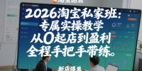 2026淘宝私家班：专属实操教学，从0起店到盈利，全程手把手带练(更新)
