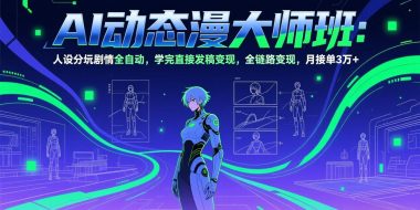 AI动态漫剧大师班：人设分镜剧情全自动，学完直接发稿变现，全链路变现，月接单3万+