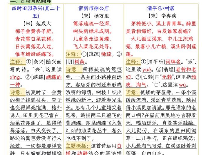 四下语文1-28课每课知识晨读单（35页）