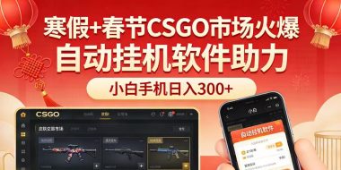 寒假+春节CSGO市场火爆，配合游戏自动挂机软件，小白只用一台手机也可日入300+