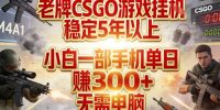 老牌CSGO游戏挂G，稳定5年以上，小白一部手机单日賺3张+，无需电脑【揭秘】