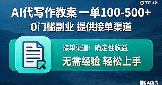 AI代写作教案，一单100-500+，提供接单渠道，0门槛副业！