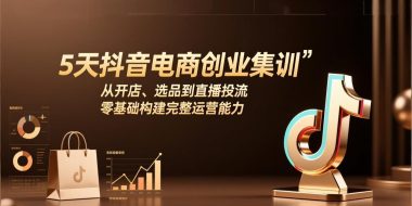 5天抖音电商创业集训：从开店、选品到直播投流，零基础构建完整运营能力