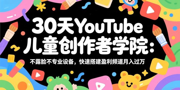 30天YouTube儿童创作者学院：不露脸不专业设备，快速搭建盈利频道月入过万