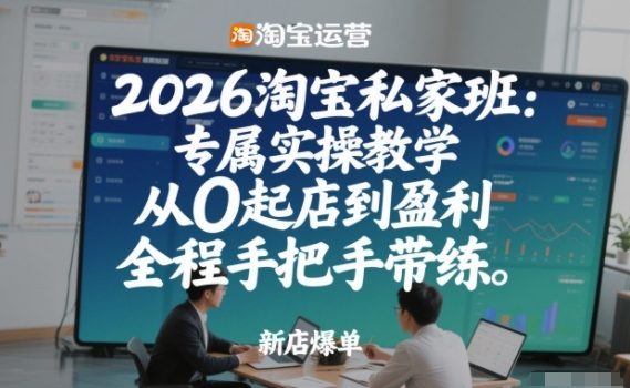 2026淘宝私家班：专属实操教学，从0起店到盈利，全程手把手带练(更新26年3月)