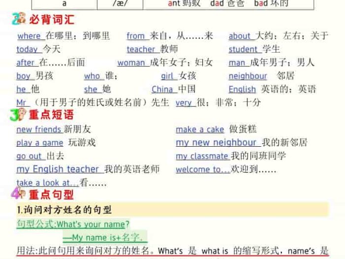 三年级下英语寒假预习1-6单元记读小纸条《人教版PEP》