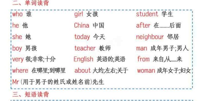 三年级下英语1-6单元知识点《人教版PEP》